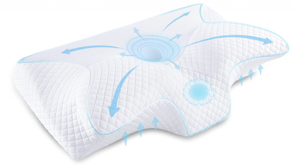 HOMCA Almohada Cervical de Espuma Viscoelastica, Almohada Ortopedica para Soporte de Cuello, Almohadas Ergonómico para Dormir de Lado y Boca Arriba